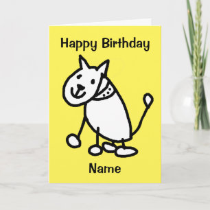 Cute Yellow Funny Cartoon Dog Overzicht Birthday Kaart