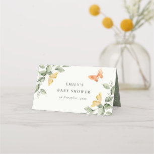 Cute Yellow Garden Foliage Butterflies Baby shower