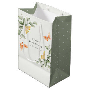 Cute Yellow Garden Foliage Butterflies Baby shower Medium Cadeauzakje
