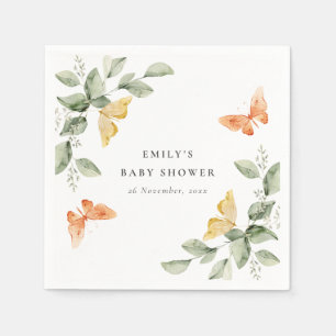 Cute Yellow Garden Foliage Butterflies Baby shower Servet