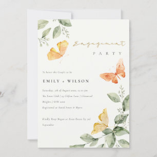 Cute Yellow Garden Foliage Butterflies Verloving Kaart