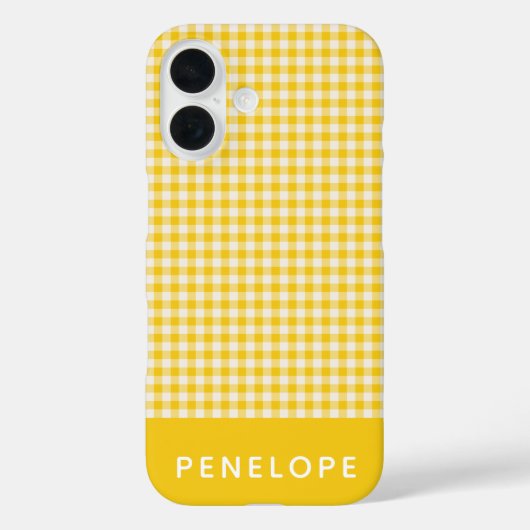 Cute  Yellow Gingham Pset, gepersonaliseerd Case-Mate iPhone Case (Achterkant)