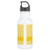 Cute Yellow Gingham Pset, gepersonaliseerd Waterfles (Achterkant)