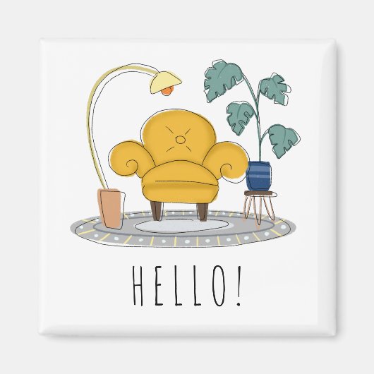 Cute Yellow Hallo Magneet (Voorkant)