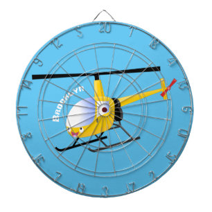 Cute yellow happy cartoon helikopter dartbord
