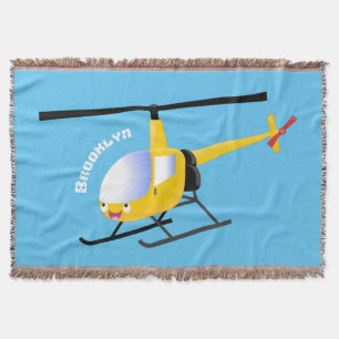 Cute yellow happy cartoon helikopter deken