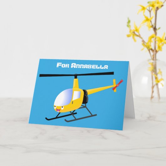 Cute yellow happy cartoon helikopter kaart (Gele Bloem)