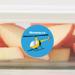 Cute yellow happy cartoon helikopter labels