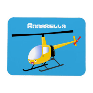 Cute yellow happy cartoon helikopter magneet