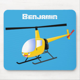 Cute yellow happy cartoon helikopter muismat