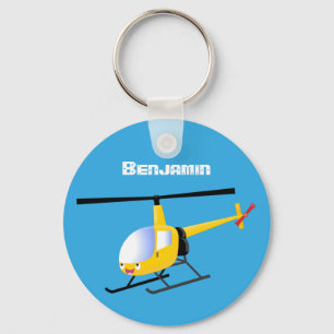 Cute yellow happy cartoon helikopter sleutelhanger