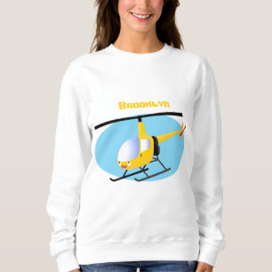 Cute yellow happy cartoon helikopter trui
