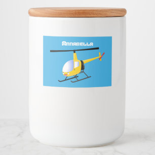 Cute yellow happy cartoon helikopter voedselcontainer etiket