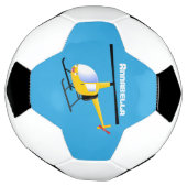 Cute yellow happy cartoon helikopter voetbal (Gedraaid)