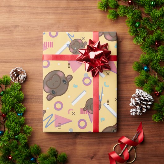 Cute Yellow Hippo Cadeaupapier (Feestdagen Geschenken)