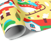 Cute Yellow Kerstmis Pattern Cadeaupapier (Rol Hoek)