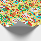 Cute Yellow kerstpatroonpapier Cadeaupapier (Hoek)