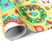 Cute Yellow kerstpatroonpapier Cadeaupapier (Rol Hoek)