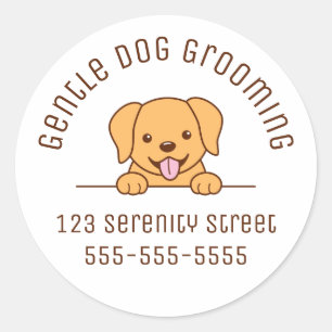 Cute Yellow Lab Dog die aangepaste tekst opzoekt Ronde Sticker