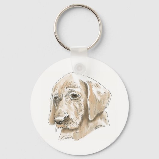 Cute Yellow Lab Lovable Puppy Sleutelhanger (Voorkant)