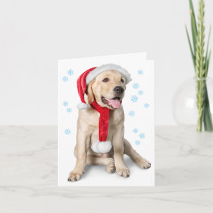 Cute Yellow Lab met Santa Hat Labby Feestdagen! Feestdagen Kaart