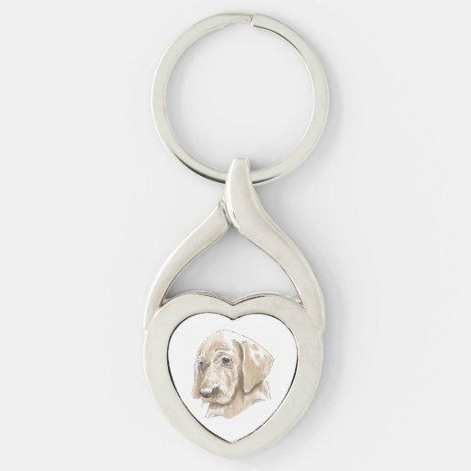 Cute Yellow Lab Puppy Love Sleutelhanger (Voorkant)