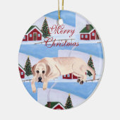 Cute Yellow Labrador Kerstmis Keramisch Ornament (Links)