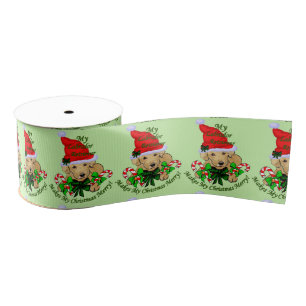 Cute Yellow Labrador Retriever Kerstmis Grosgrain Lint