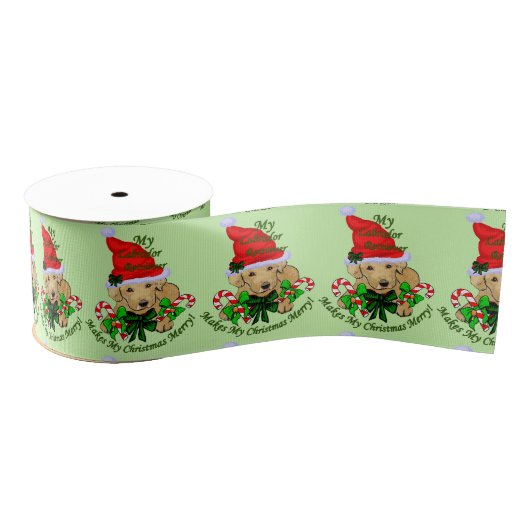 Cute Yellow Labrador Retriever Kerstmis Grosgrain Lint (Spoel)