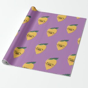 Cute yellow lemon cartoon grappige illustratie cadeaupapier