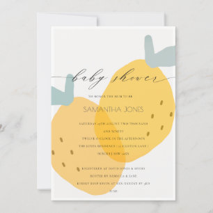 Cute Yellow Lemon Fruity Citrus Baby shower Invite Bedankkaart