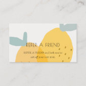 Cute Yellow Lemon Fruity Citrus Refer an Friend Visitekaartje (Voorkant)