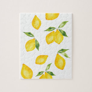 Cute yellow lemon waterverf fruit legpuzzel