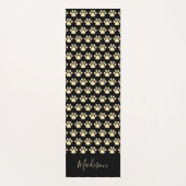 Cute Yellow Pawprint Personalized Black Yoga Mat (Voorkant)