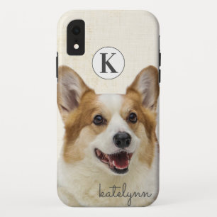 Cute Yellow Peek-a-Boo Corgi Dog Monogram iPhone XR Hoesje