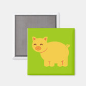 Cute Yellow Piggy Magneet (Voorkant / Achterkant)