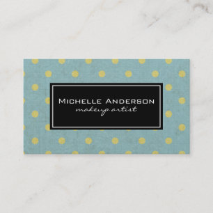 Cute Yellow Polka Dot Pattern Green Texture Visitekaartje
