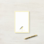 Cute Yellow Robin - Gepersonaliseerd Post-it® Notes (Op bureau)