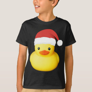 Cute Yellow Rubber Duck Santa Claus KerstFami T-shirt