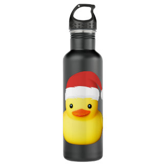 Cute Yellow Rubber Duck Santa Claus KerstFami Waterfles