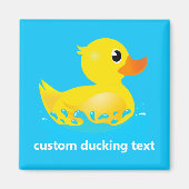 Cute Yellow Rubber Duck w custom ducking text Magneet (Voorkant)