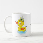 Cute Yellow Rubber Duck with Clover Hat Custom Koffiemok (Links)