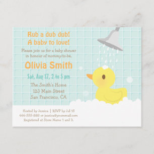 Cute Yellow Rubber Ducky Baby Shower-uitnodigingen Kaart