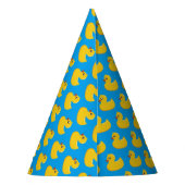Cute Yellow Rubber Ducky Pattern Blue Background Feesthoedjes (Achterkant)