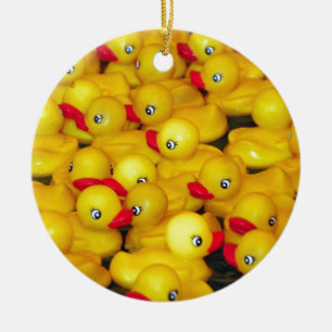 Cute yellow rubberkokers keramisch ornament