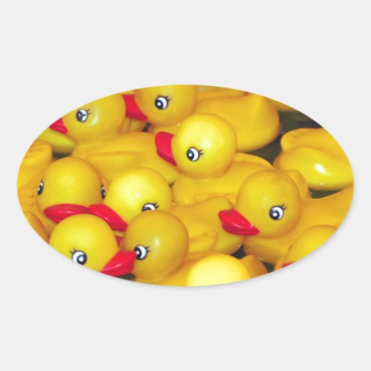 Cute yellow rubberkokers ovale sticker (Voorkant)
