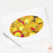 Cute yellow rubberkokers ovale sticker (Envelop)
