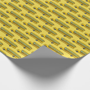 Cute Yellow School Bus Pattern Cadeaupapier
