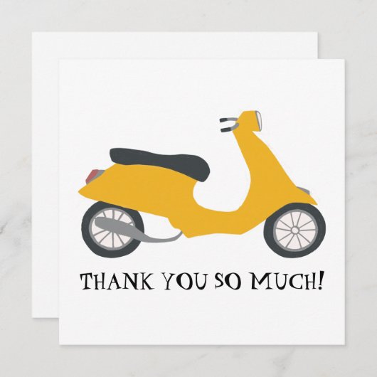 Cute Yellow Scooter Hartelijk dank dat u IT-Kaart  (Voorkant / Achterkant)