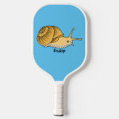 Cute yellow slak cartoon illustratie pickleball paddle (Achterkant)